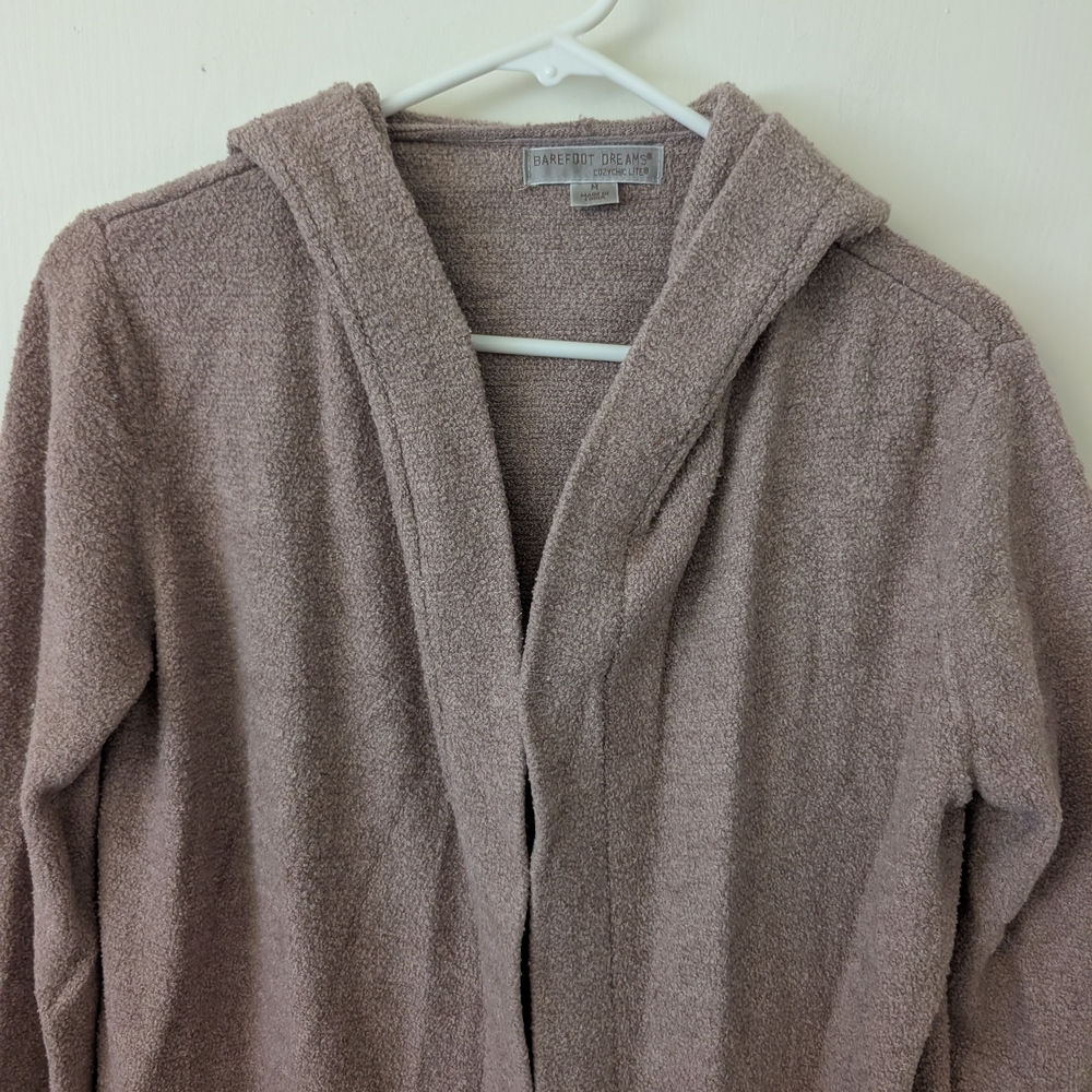 Barefoot Dreams Womens Medium Hooded Cardigan Brown Soft Cozy Loungewear Cottage - Picture 3 of 6